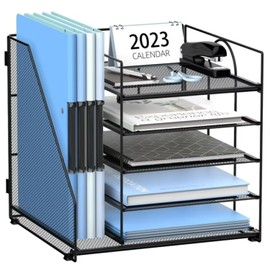 5-Tier Desk Organizer with File Holder, Letter Tray Paper Organizer, 1 Pcs