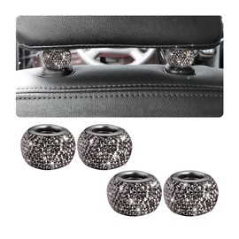 Osilly Car Bling Headrest Collars, 4 Pcs Car Head Rest Collars Rings Decoration, Rhinestone Crystal Diamond Interior Accessories for Auto Head Rest, Crystal Charms for Car SUV Truck (Bright Black)