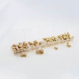 139 Pieces Wood Push Pins,Combine Octagon I-Shape Round Square Wooden Thumb Tacks Decorative for Cork Boards Map Photos Posters Calendar Craft Projects