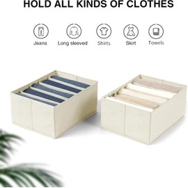 DIMJ Wardrobe Clothes Organizer, Foldable Drawer Organizers for Clothing, Fabric Clothes Organizer, Closet Organizers and Storage boxes for Jeans, TShirt, Sweaters, Pants, Underwear, Legging, Beige