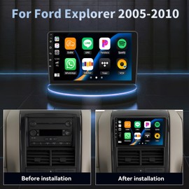 [2+64G] Android 15 Car Stereo for Ford Explorer 2005-2010 with Wireless Carplay&Android Auto,10.1 Inch Touch Screen Car Radio with Mirror Link Bluetooth FM/RDS Radio WiFi GPS EQ SWC