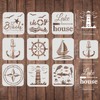FINGERINSPIRE 9 Pcs Compass Stencil Set 15x15cm Plastic Nautical Theme
