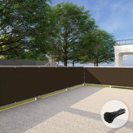 Patio 3' x 12' Balcony Privacy Screen Apartment Railing Covers Fence Panels for Outdoor, Temporary Fencing for Porch Deck Backyard Net Mesh with Zip Ties, Brown