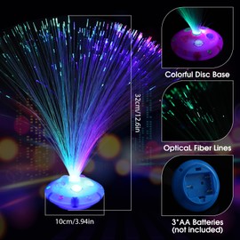 Retisee 12 Pcs Fiber Optic Lamp Multicolored Centerpiece Optic Lights Battery Powered with Cone Base Illuminated Crystals for Room Wedding Holiday Independence Day Tables Disco Party