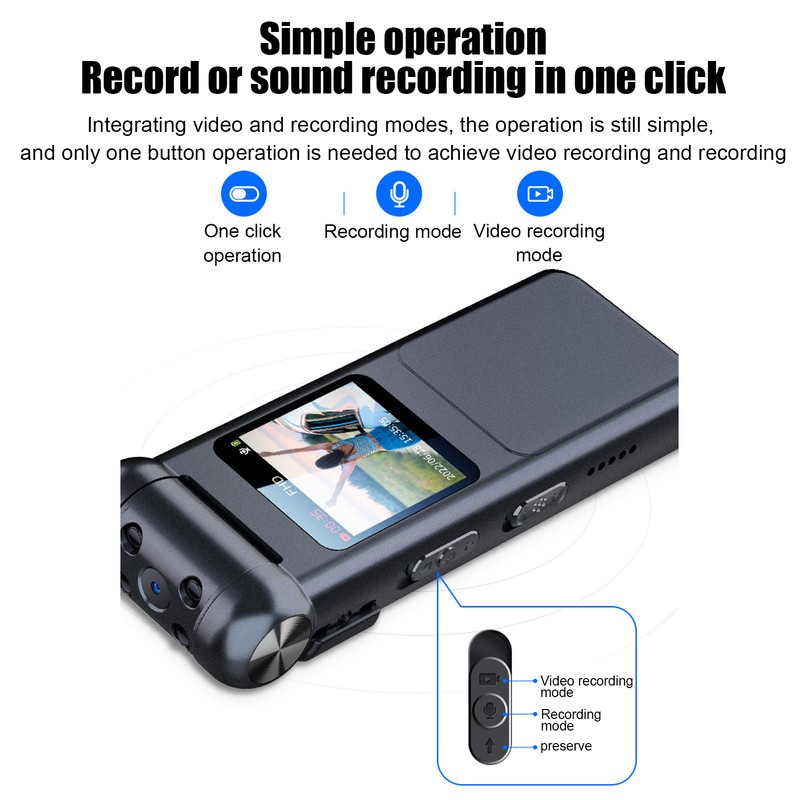 Video Recorder Multifunctional 1080P HD Noise Reduction Motion Detection Small