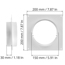 Repa Market 6" Inch Duct Connector Flange with 2 Clamps - Plastic Straight Pipe Flange for Heating Cooling - Ducting Coupling Wall Plate with Adjustable Stainless Steel Hose Clamps