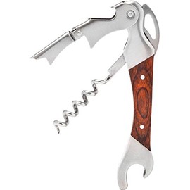 Oversized Waiter's Corkscrew - Barkeeper's Two-Lever Corkscrew Passion Wood Hand