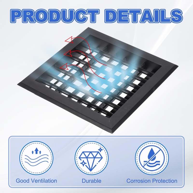 PATIKIL 8x8 Inch Plastic Ventilation Grille, Adjustable Outlet Air Vent