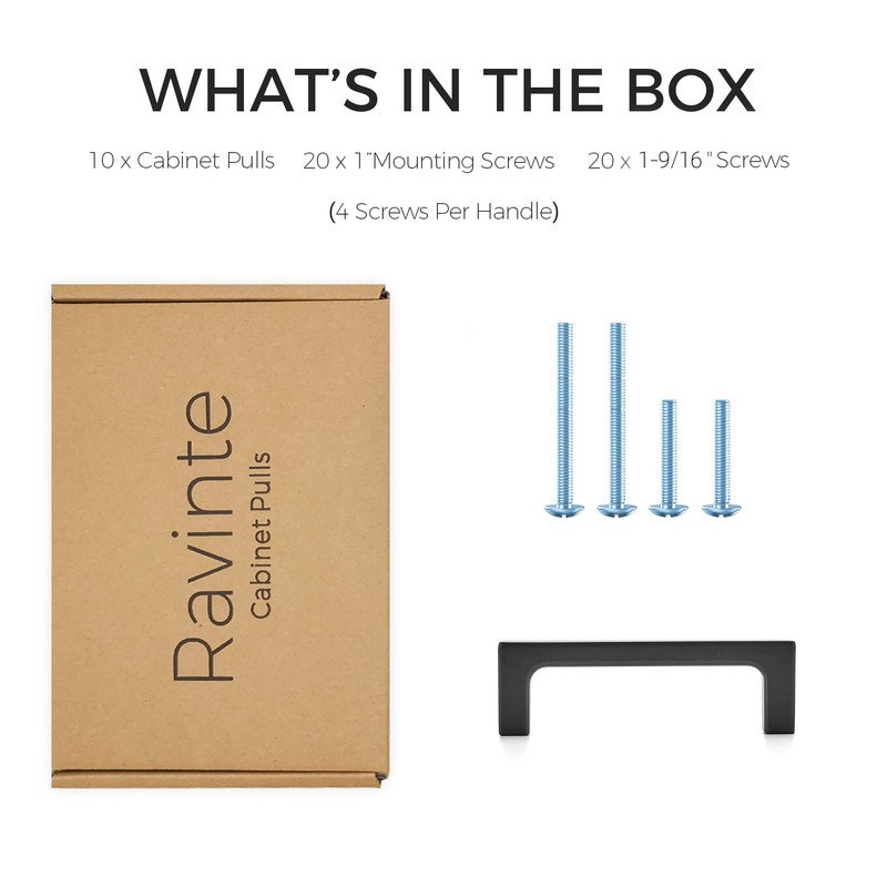 Ravinte 10 Pack Solid 6-1/4 Inch Kitchen Square Cabinet Handles