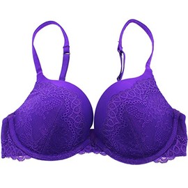 Black Bow Women's Rumour Lace Plunge Push Up Bra, ICY Grape, 32D
