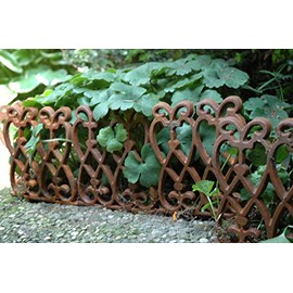 FAL Ornate Cast Iron Brown Lawn Garden Edging Edge 27.5 x 14 cm