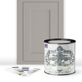 ALL-IN-ONE Paint, Putty (light taupe), Quart - Durable cabinet and furniture paint. Built in primer and top coat, no sanding needed. Includes our 30 featured color card.