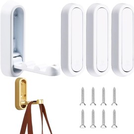 4 pcs Foldable Heavy Duty alloyed Wall Hooks for Hanging Coats and Hangers, no-Drill Adhesive Hole-Free Design, Sturdy Coat Hooks for Wall, Drawer Handle, Cabinet Handle (White)