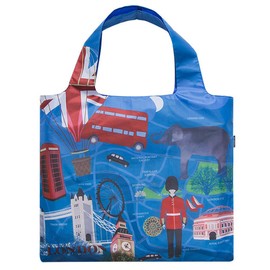 Millya Creative Waterproof Foldable Large Shopping Bag Travel Recycle Bag with Side Pocket (B-London)