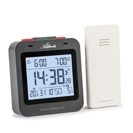 Atlanta Radio Alarm Clock Digital LCD Lighting Temperature 2 Alarms Top Switch Black – 1888-7