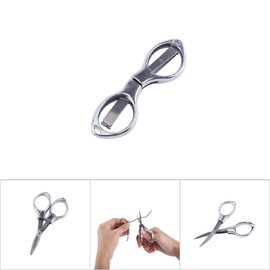 TOPINCN Mini Multifunctional Folding Fishing Scissors with Keychain Fishing Scissors Stainless Steel Climbing Hiking Card Pack (Sliver)