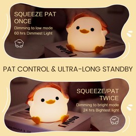 YR YRHH-PET Cute Duck Night Light, Dodo Duck Lamp, Bean Shape, LED Squishy Novelty Ducky Light, Food Grade Silicone Dimmable Nightlight, Light Up Duck Gifts, Baby Kids Nursery Room College Dorm Décor