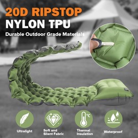 POWERLIX POWERLIX Camping Sleeping Pad with Built in Pillow, Ultralight Camping Mattress Airpad for Outdoor Backpacking Hiking Travelling, Compact Self Inflating Camping Mat, Foot Pump to Inflate