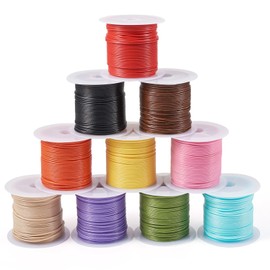 PandaHall 10 Rolls 1mm Waxed Polyester Cord Waxed Thread Beading String for DIY Bracelet Necklace Jewellery Making Macrame Crafts