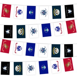 Military Flags, Army Flag Banner, Memorial Day Decor, 24 Flag Banner-30ft/9m, 6 Military Branches Bunting Flags for Memorial Day, Veterans Day Decorations (4 Pack)