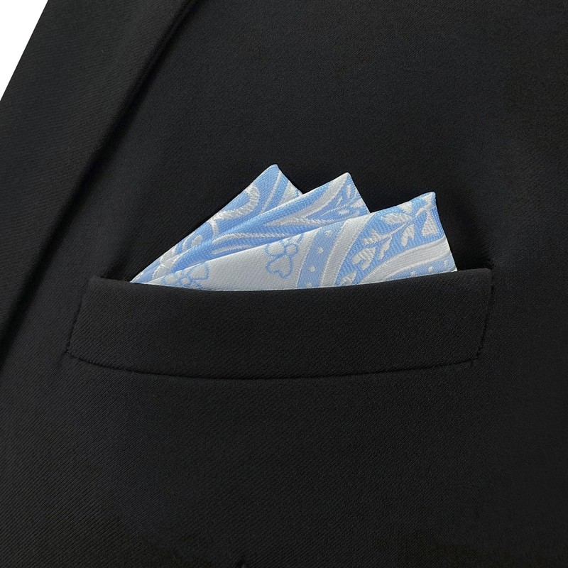 Shlax&Wing único Seda Hombre Pañuelo De Bolsillo Para Azul Blanco