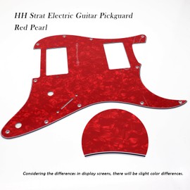 Strat Pickguard HH (2 Humbucker) Pick Guard 11 Hole ST/Strat Style Pickguard for USA/Mexico Stratocaster/Strat Modern Style Guitar Parts, 3 Ply with Screws (Red Pearl)