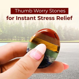 7 Chakra worrystone for Anxiety Relief,Natural Healing Crystal Thumb Stone for Meditation,Energy Balancing,Reiki,Pocket Stone,Spritual Gift for Women and Men