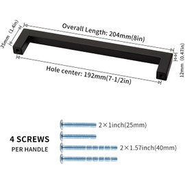 LONTAN LONTAN 2 Stck Griffe fr Kchenschr?nke Schwarz M?belgriffe 192mm lochabstand Griffe Schwarz Schrankgriffe Kchengriffe Schwarz Griffe M?bel Edelstahl Schubladengriffe