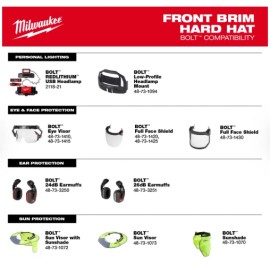 Milwaukee BOLT Front Brim Vented Hard Hat with 4-Point Ratcheting Suspension