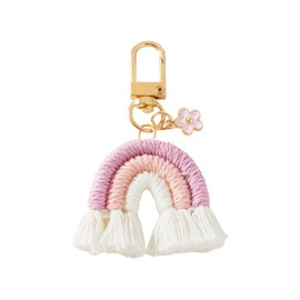 Boho Rainbow Quaste Schlüsselanhänger, Regenbogen Boho Eigenhändig Keychain, Schlüsselhalter Schlüsselring, Regenbogen Quasten, für Frauen Mädchen Auto Schlüssel Handtasche Geldbörse Geldbörse