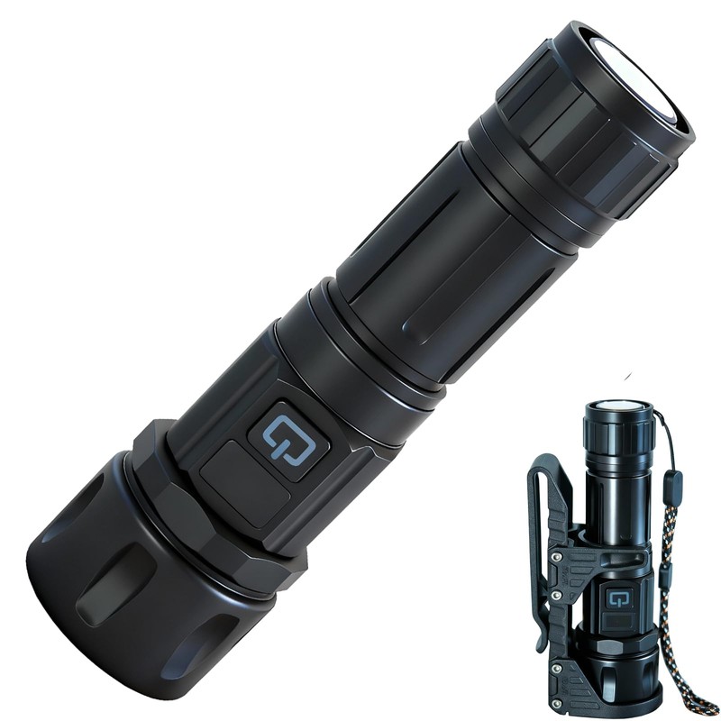 Rechargeable LED Flashlight High Lumens with Holster , Digital Power