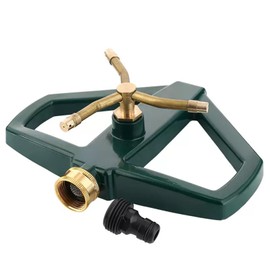 Metal Pulsating Sprinklers with Metal Base, 3-Arms Automatic Rotary Sprinkler 360 Degree Pulsating Impact Sprinkler Heavy Duty Zinc Alloy Impulse Water Sprinkler for Yard and Grass Irrigation