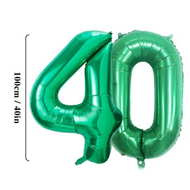 Number Balloons 40,Green Balloons 40 for Birhtday Party Decoration,40 Inch Giant Helium Foil Number Balloons for Women Men 40th Birthday Party Decor Anniversary Party Decorations Supplies