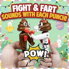 Kamhi World Farting Poop Pen with Punching Arms - Easter Basket Stuffers, Silly Gag Gift & Interactive Toy Makes Funny Fart & Action Sound with Every Punch (Karate)