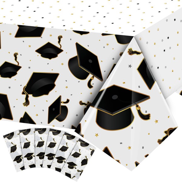Tranqun 3 Pcs 2025 Graduation Party Tablecloth Graduation Cap Rectangle