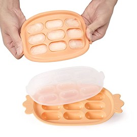 haakaa Silicone Nibble Tray - Breastmilk Teething Popsicle Mold - Baby Fresh Food Freezer Feeder - Ice Cube Tray - Baby Self Feeding Divided Plate - 4m+ Baby Toddler Kid - Apricot