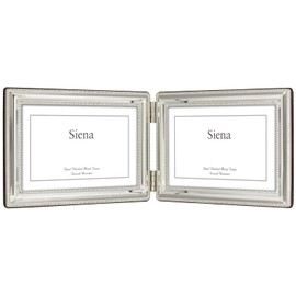 Siena Double Border Bead Silver Picture Frame, Tarnish Resistant Finish, Perfect Photo Frame for any End Table, Credenza, Shelf, or Nightstand, Silver 4x6, Double Horizontal