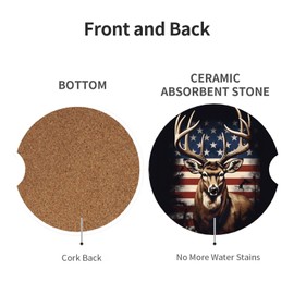 Neukim 2pcs Car Coaster American Hunting Deer Absorbent Car Coaster Absorbent Drink Coaster for Car Decor Auto Accessories