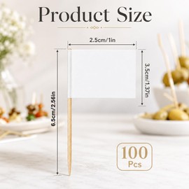 100PCS Blank Toothpick Flags, Mini Food Labels for Buffets Blank Toothpick Flag Cheese Markers White Party Food Labels to Write on DIY Cocktail Stick Flag for Charcuterie Sandwich Cupcake Toppers