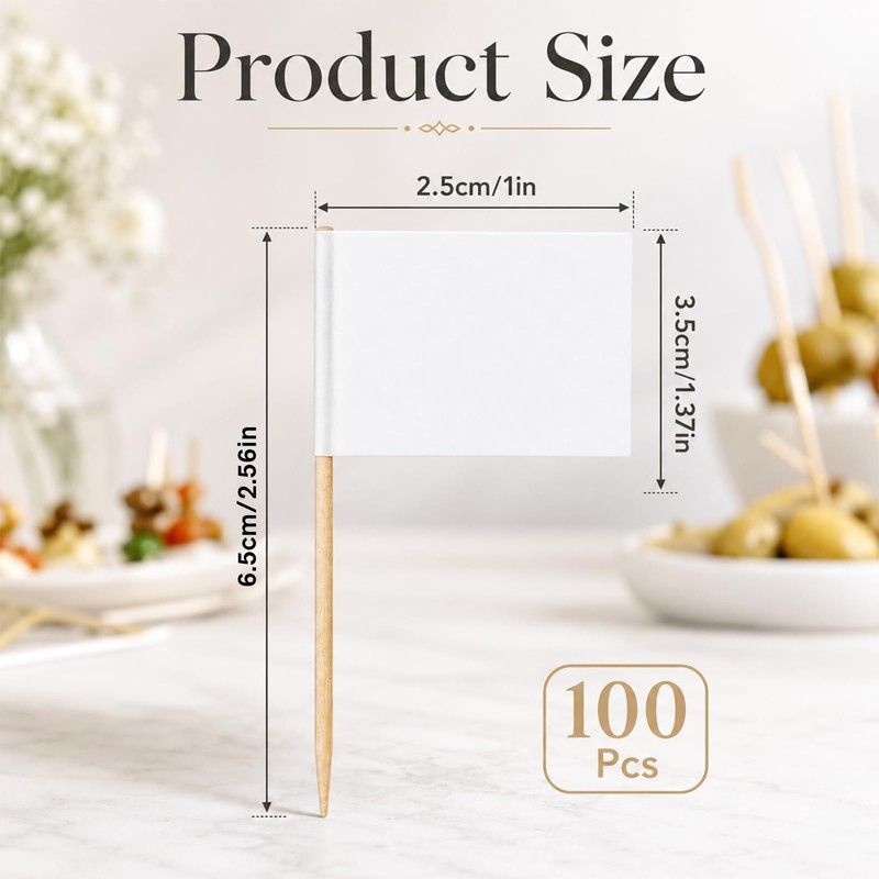 100PCS Blank Toothpick Flags, Mini Food Labels for Buffets Blank