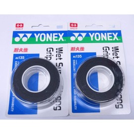 YONEX AC135 Wet Super Strong Grip, Black x 2 Piece Set