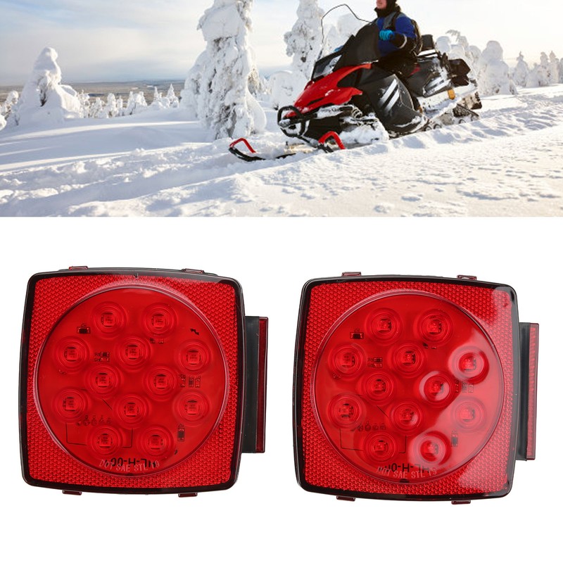Pair LED Square Lights 12V Trailer Tail Brake Lamp High