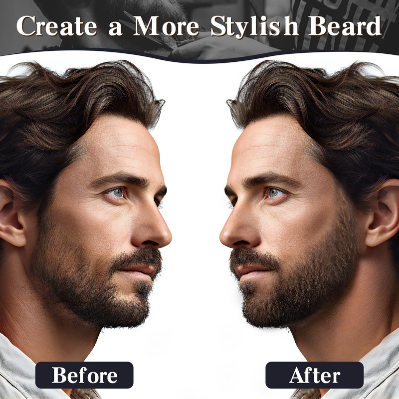 Beard Pencil Filler for Men with Bristle Beard Brush, Water