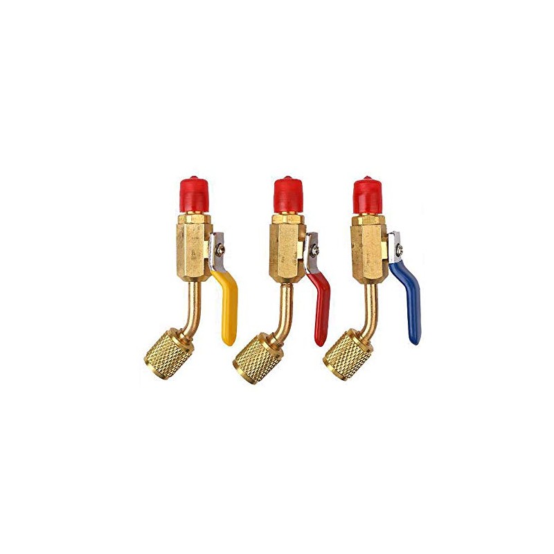 R12 R134a Ball Valve Oil Charge Hose Adapter Set