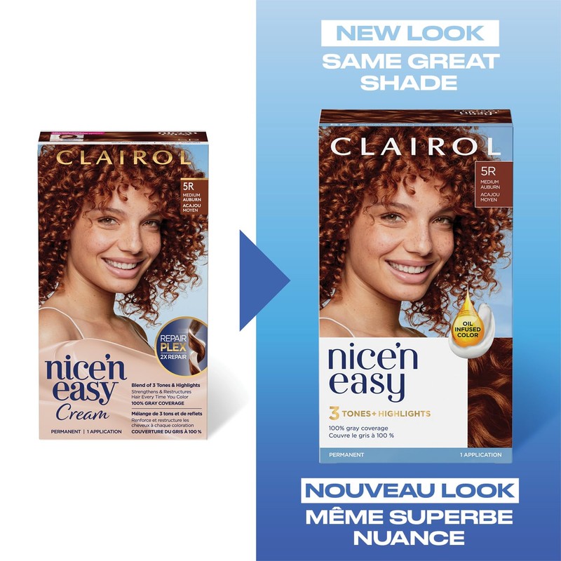 Clairol Nice'n Easy Permanent Hair Dye, 5R Medium Auburn Hair