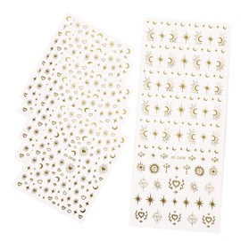 Gatuida 3D Golden Nail Stickers 10pcs Mixed Design Manicure Decals for Women Easy Application Nail Art Decoration Random Style