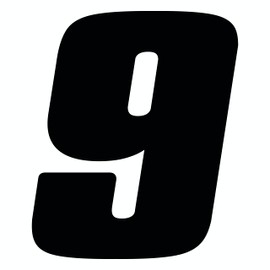 Dirt Digits DD53B-9 Black 5.5" High-Gloss Precision Die Cut Vinyl Number 9, 3 Pack