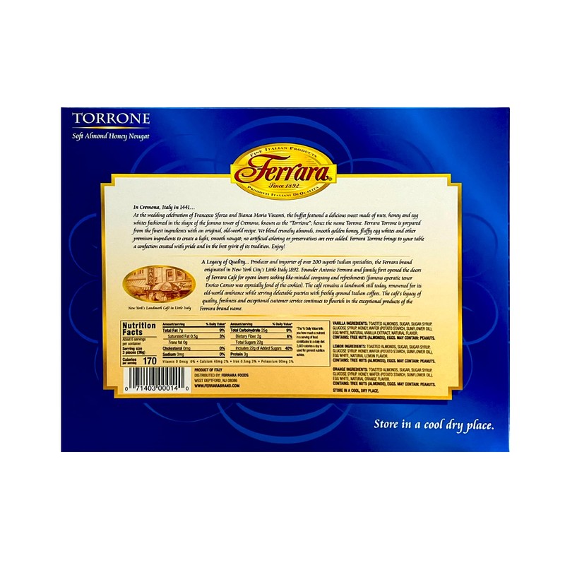 Ferrara Traditional Italian Torrone 7.62 oz (180g) 18 pieces