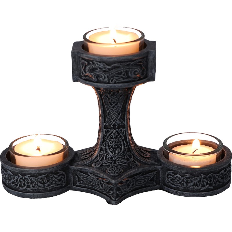 Nemesis Now Thor's Hammer Tea Light Holder 18.5cm, Silver
