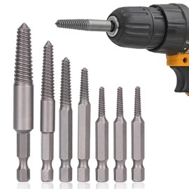 1/4" Hex Shank Easy Out Bolt Extractor Damaged Screw Remover Set, 1#, 2#, 3#, 4#, 5# Sizes, Dual Head Design, High Speed Steel, Screw Extractor Set